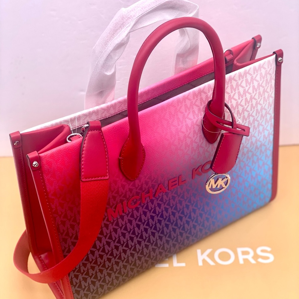 Michael kors purse medium Mirella shoulder tote dk raspberry - Picture 10 of 11